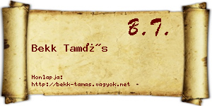 Bekk Tamás névjegykártya